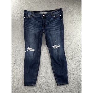 Old Navy Jeans Women 20‎ Mid Rise Rockstar Super Skinny Distressed Dark Wash